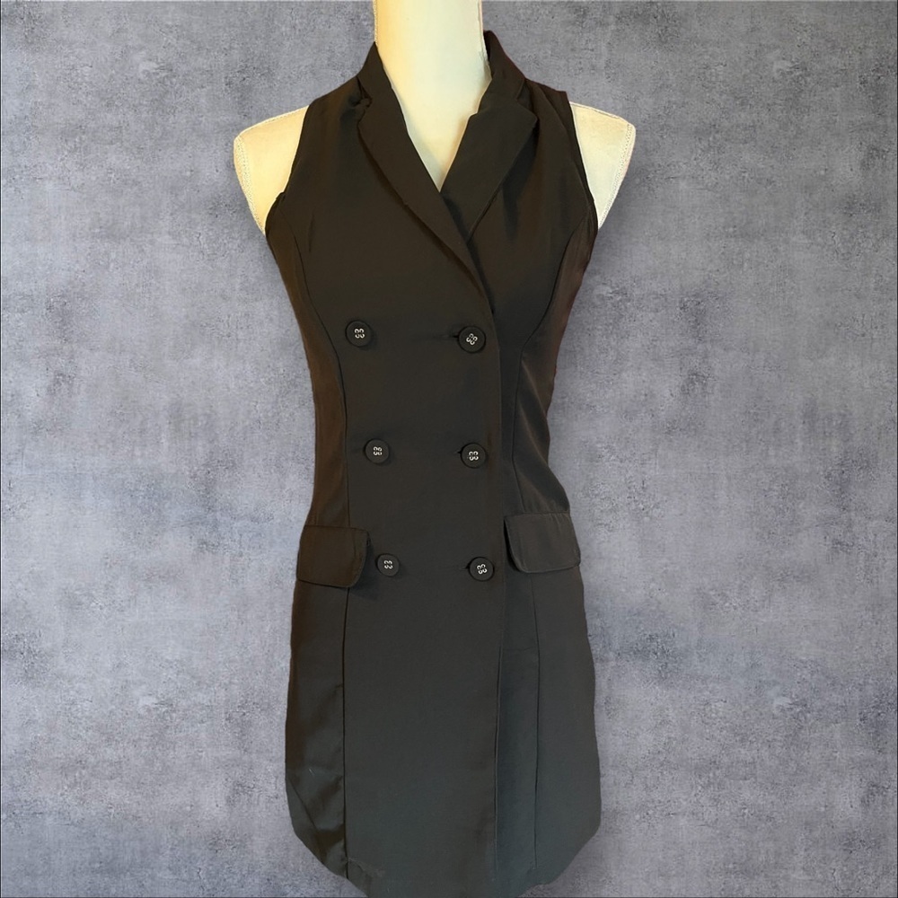 Sincerely Jules Black Double Breasted Blazer Mini Dress, NEW